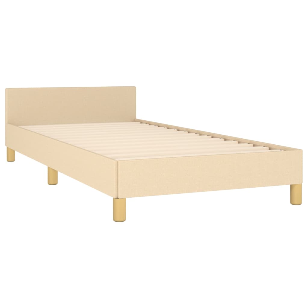 Bedframe zonder matras 90x200 cm stof crèmekleurig is nu te koop bij PeponiXL, paradijselijk wonen!