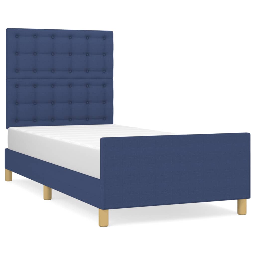 Bedframe zonder matras 90x200 cm stof blauw is nu te koop bij PeponiXL, paradijselijk wonen!