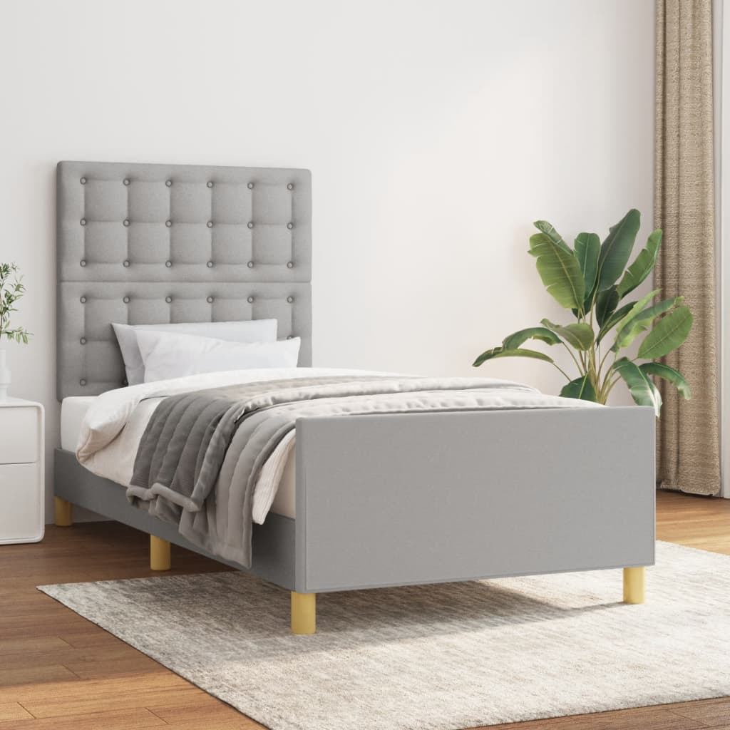 Bedframe zonder matras 100x200 cm stof lichtgrijs is nu te koop bij PeponiXL, paradijselijk wonen!