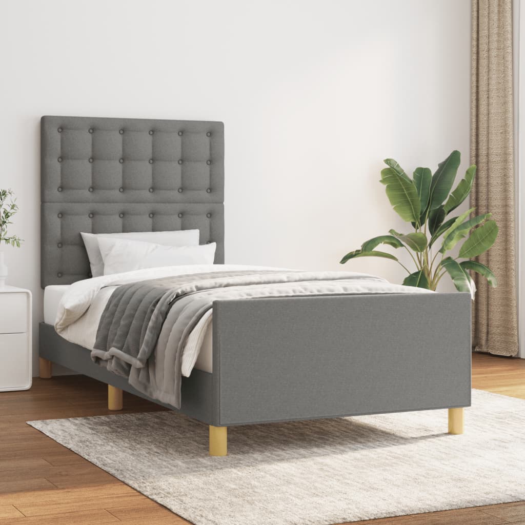 Bedframe zonder matras 100x200 cm stof donkergrijs is nu te koop bij PeponiXL, paradijselijk wonen!