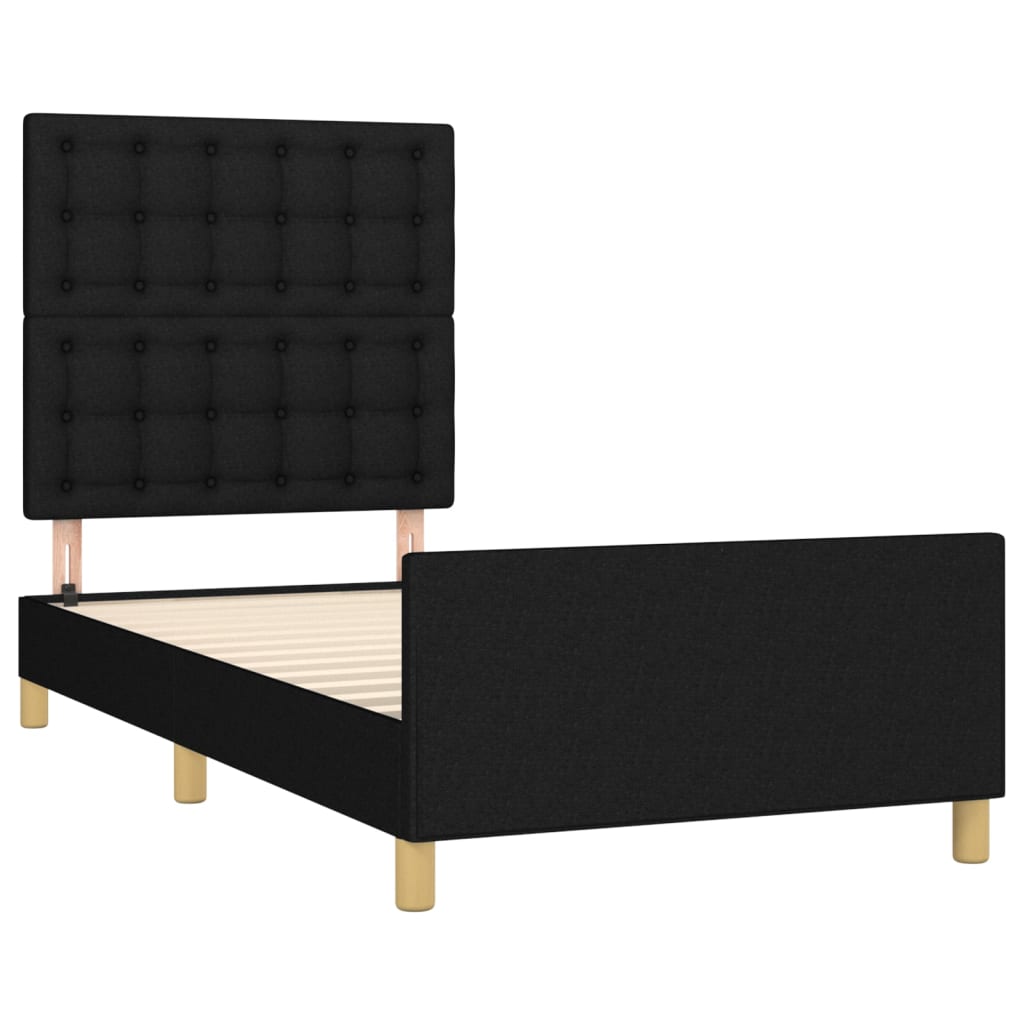 Bedframe zonder matras 100x200 cm stof zwart is nu te koop bij PeponiXL, paradijselijk wonen!