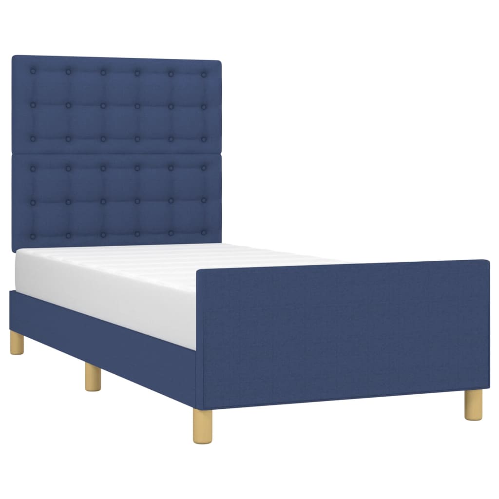 Bedframe zonder matras 100x200 cm stof blauw is nu te koop bij PeponiXL, paradijselijk wonen!