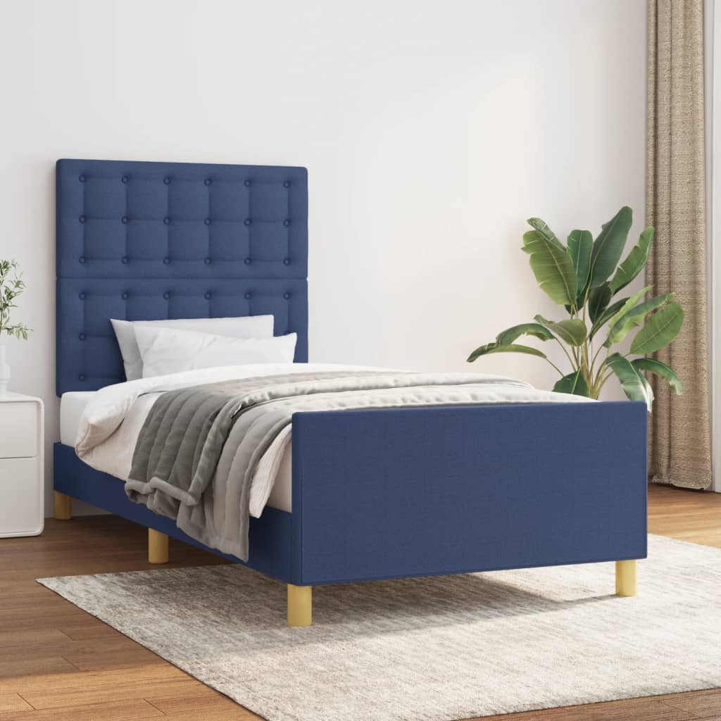 Bedframe zonder matras 100x200 cm stof blauw is nu te koop bij PeponiXL, paradijselijk wonen!