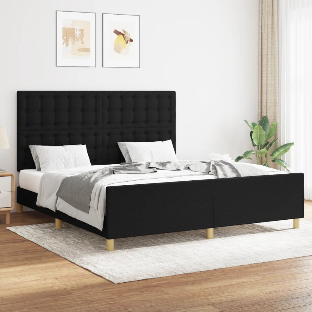 Bedframe zonder matras stof zwart 160x200 cm is nu te koop bij PeponiXL, paradijselijk wonen!