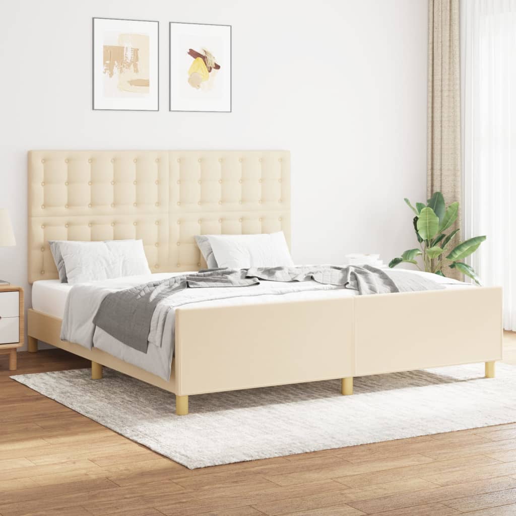Bedframe zonder matras stof crèmekleurig 160x200 cm is nu te koop bij PeponiXL, paradijselijk wonen!