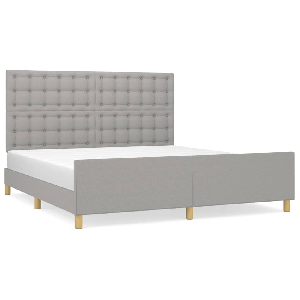 Bedframe met hoofdeinde stof lichtgrijs 180x200 cm is nu te koop bij PeponiXL, paradijselijk wonen!