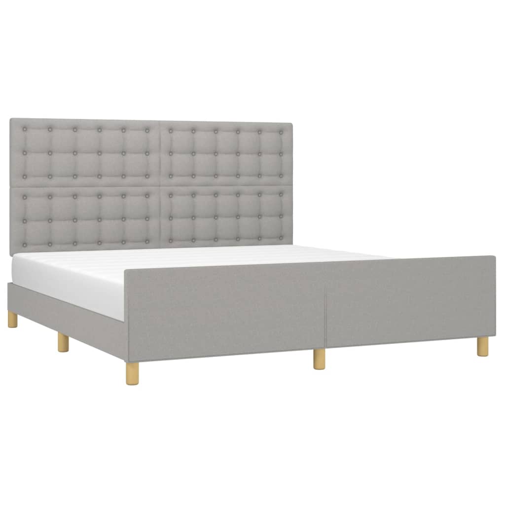 Bedframe met hoofdeinde stof lichtgrijs 180x200 cm is nu te koop bij PeponiXL, paradijselijk wonen!