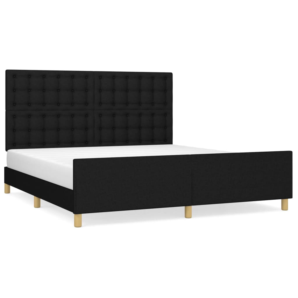 Bedframe met hoofdeinde stof zwart 180x200 cm is nu te koop bij PeponiXL, paradijselijk wonen!