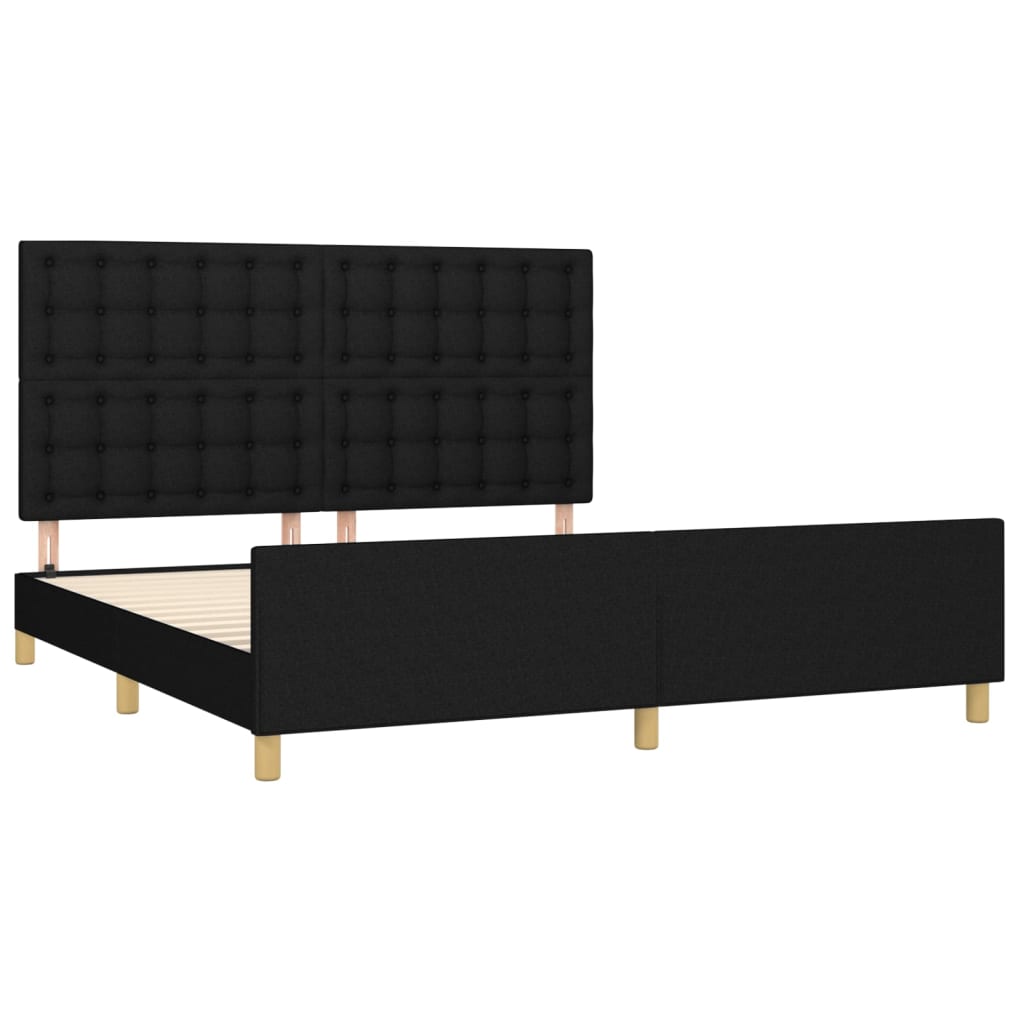 Bedframe met hoofdeinde stof zwart 180x200 cm is nu te koop bij PeponiXL, paradijselijk wonen!