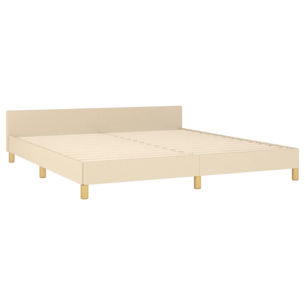 Bedframe met hoofdeinde stof crèmekleurig 180x200 cm is nu te koop bij PeponiXL, paradijselijk wonen!