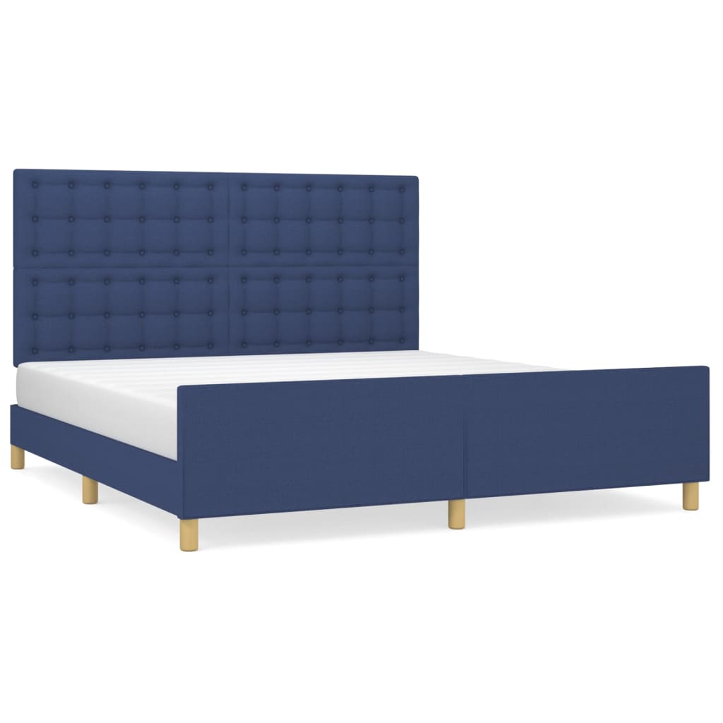Bedframe met hoofdeinde stof blauw 180x200 cm is nu te koop bij PeponiXL, paradijselijk wonen!