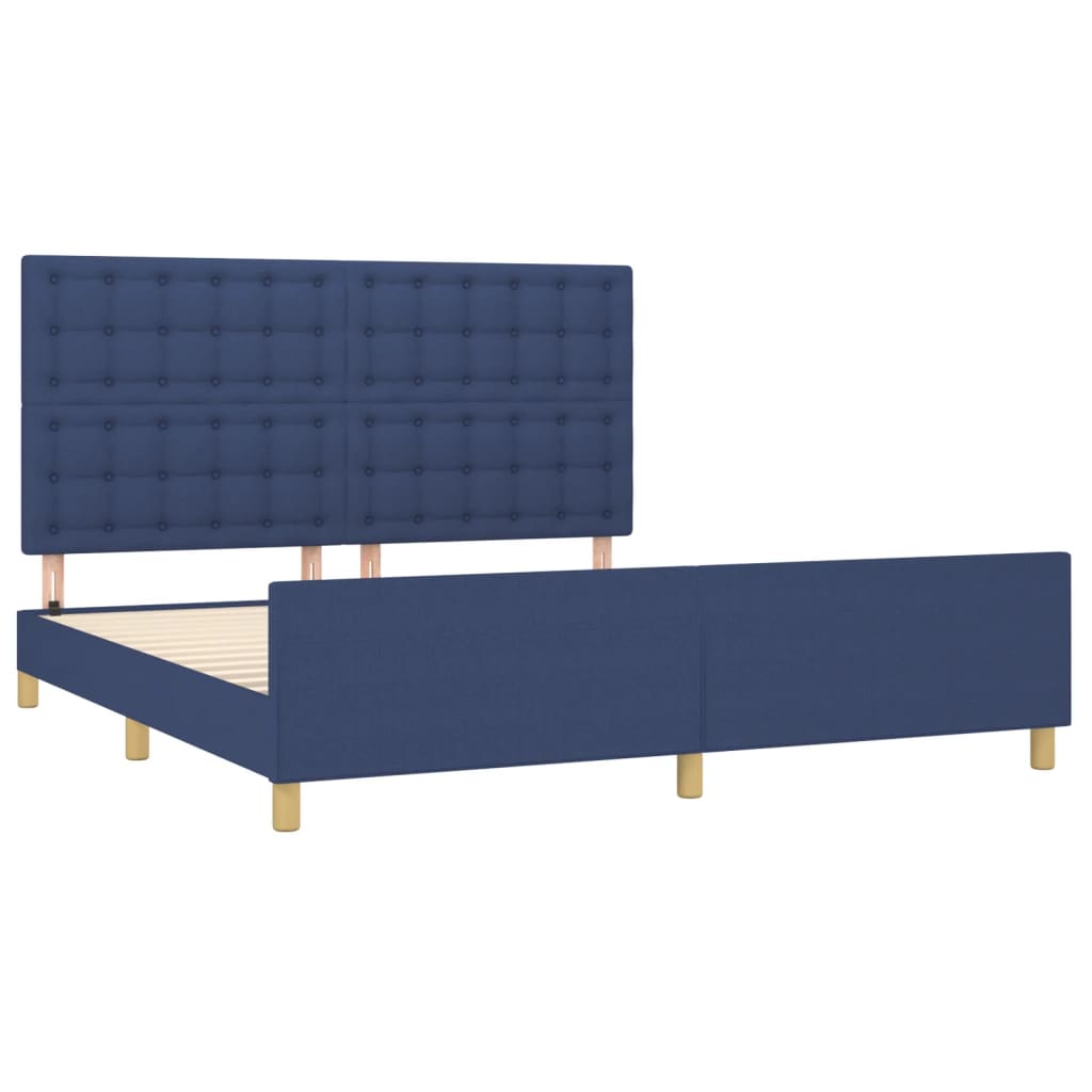 Bedframe met hoofdeinde stof blauw 180x200 cm is nu te koop bij PeponiXL, paradijselijk wonen!