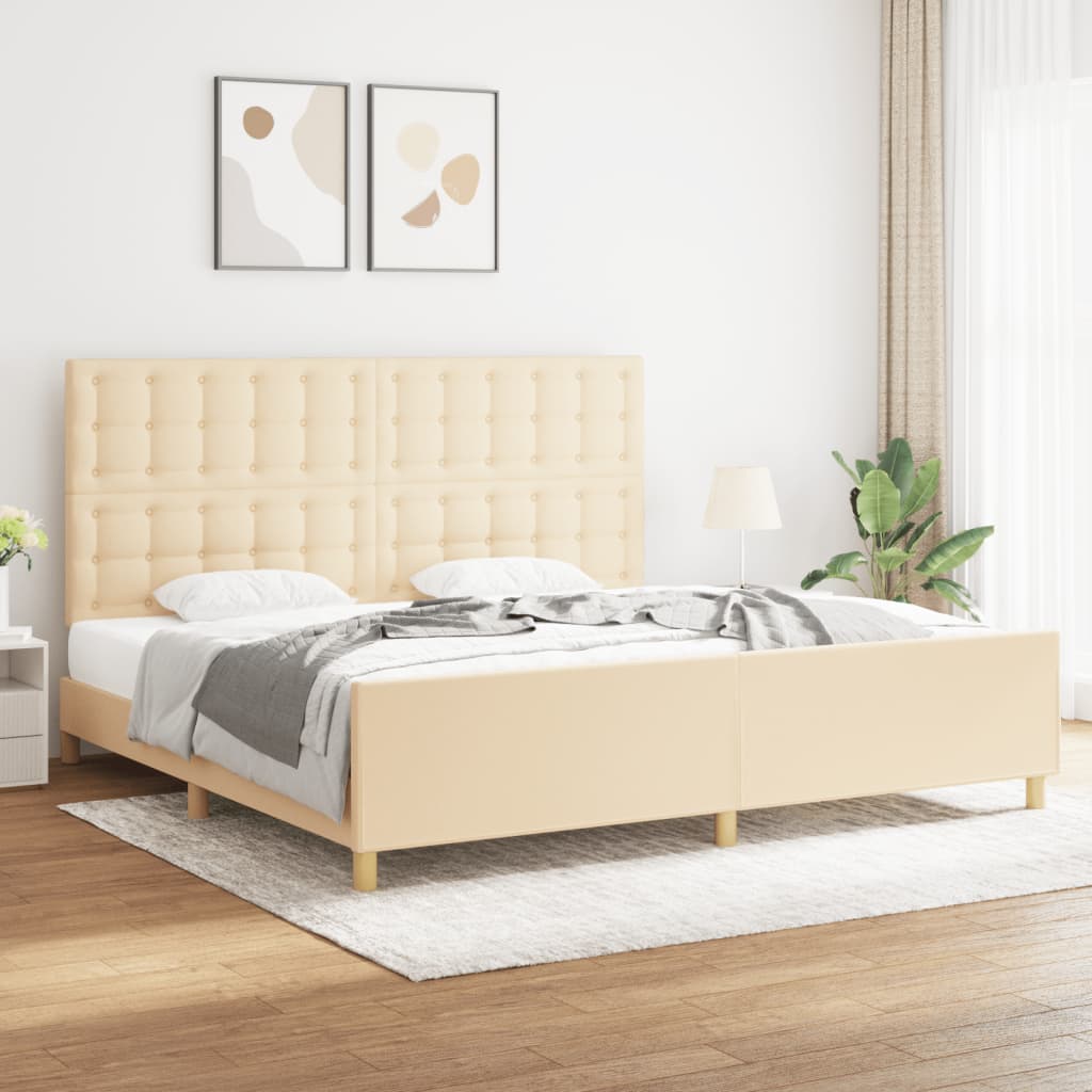 Bedframe zonder matras stof crèmekleurig 200x200 cm is nu te koop bij PeponiXL, paradijselijk wonen!