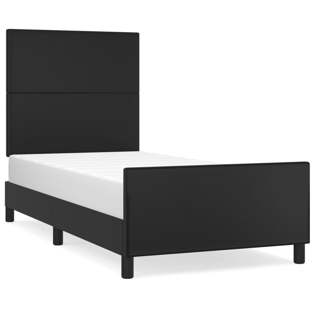 Bedframe met hoofdbord kunstleer zwart 80x200 cm is nu te koop bij PeponiXL, paradijselijk wonen!
