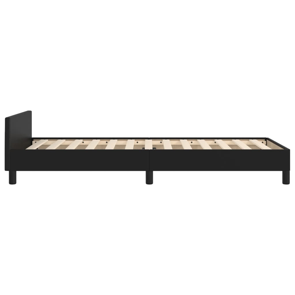 Bedframe met hoofdbord kunstleer zwart 80x200 cm is nu te koop bij PeponiXL, paradijselijk wonen!