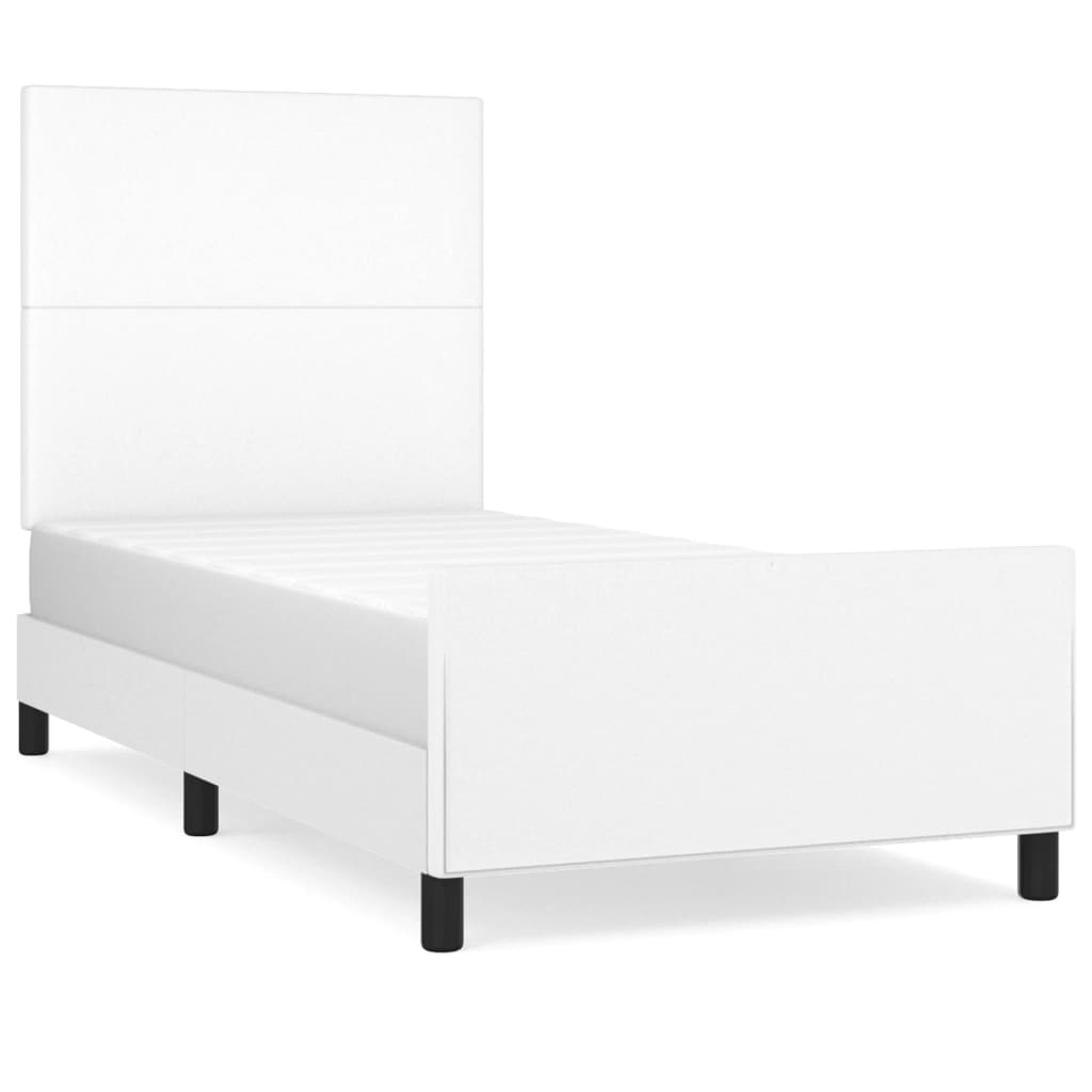 Bedframe met hoofdbord kunstleer wit 80x200 cm is nu te koop bij PeponiXL, paradijselijk wonen!
