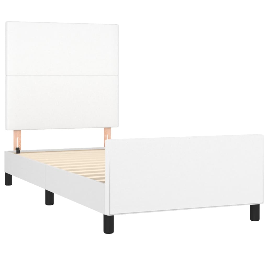 Bedframe met hoofdbord kunstleer wit 80x200 cm is nu te koop bij PeponiXL, paradijselijk wonen!