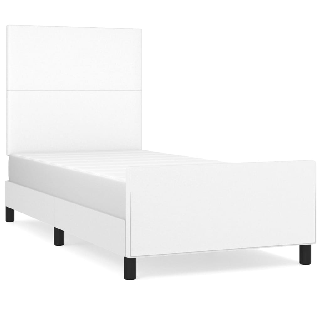Bedframe met hoofdbord kunstleer wit 90x190 cm is nu te koop bij PeponiXL, paradijselijk wonen!