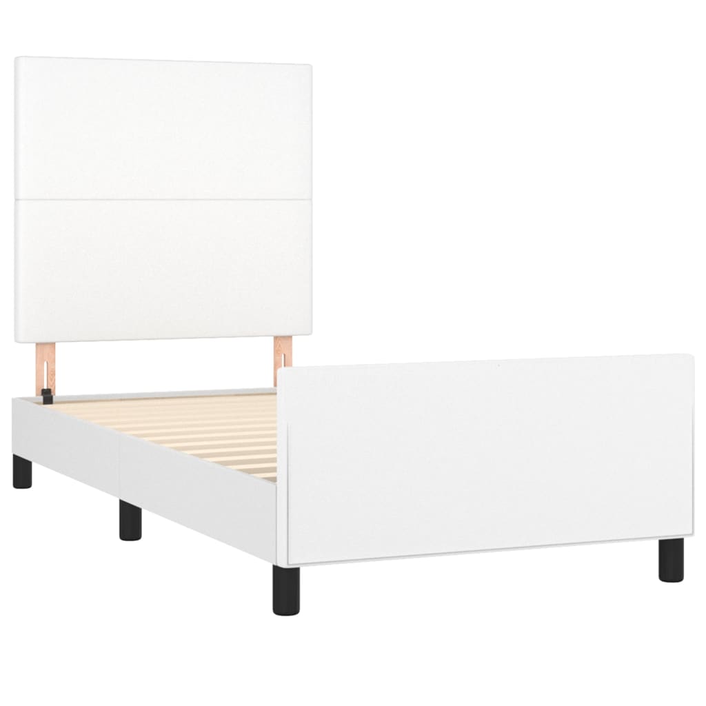 Bedframe met hoofdbord kunstleer wit 90x190 cm is nu te koop bij PeponiXL, paradijselijk wonen!