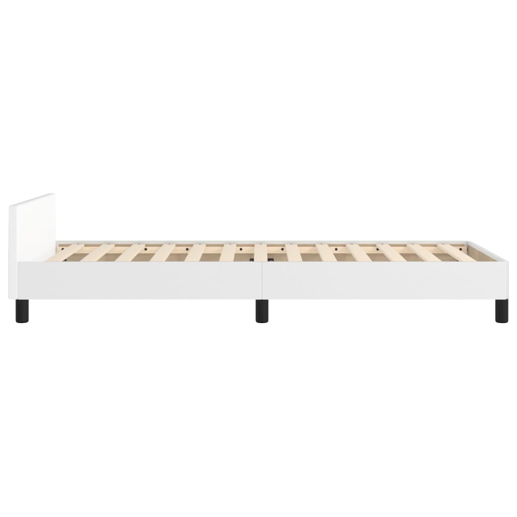 Bedframe met hoofdbord kunstleer wit 90x190 cm is nu te koop bij PeponiXL, paradijselijk wonen!