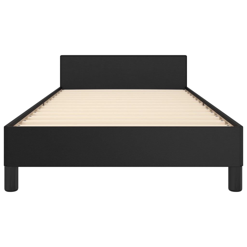 Bedframe met hoofdbord kunstleer zwart 90x200 cm is nu te koop bij PeponiXL, paradijselijk wonen!