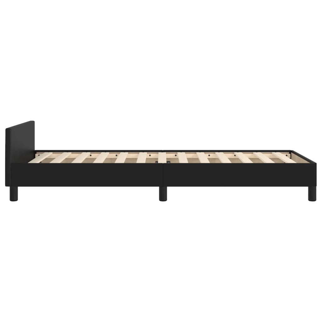 Bedframe met hoofdbord kunstleer zwart 90x200 cm is nu te koop bij PeponiXL, paradijselijk wonen!