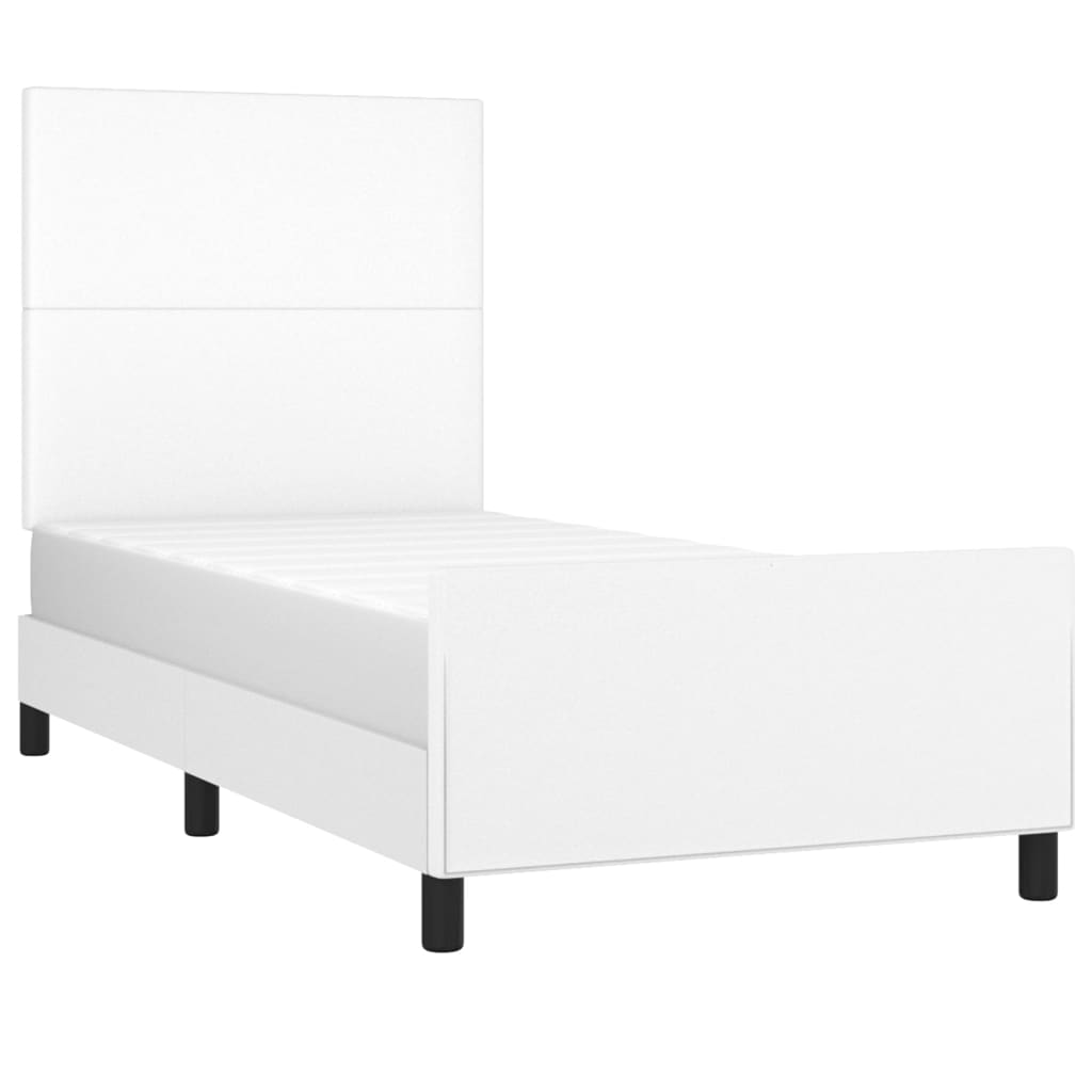 Bedframe met hoofdbord kunstleer wit 90x200 cm is nu te koop bij PeponiXL, paradijselijk wonen!
