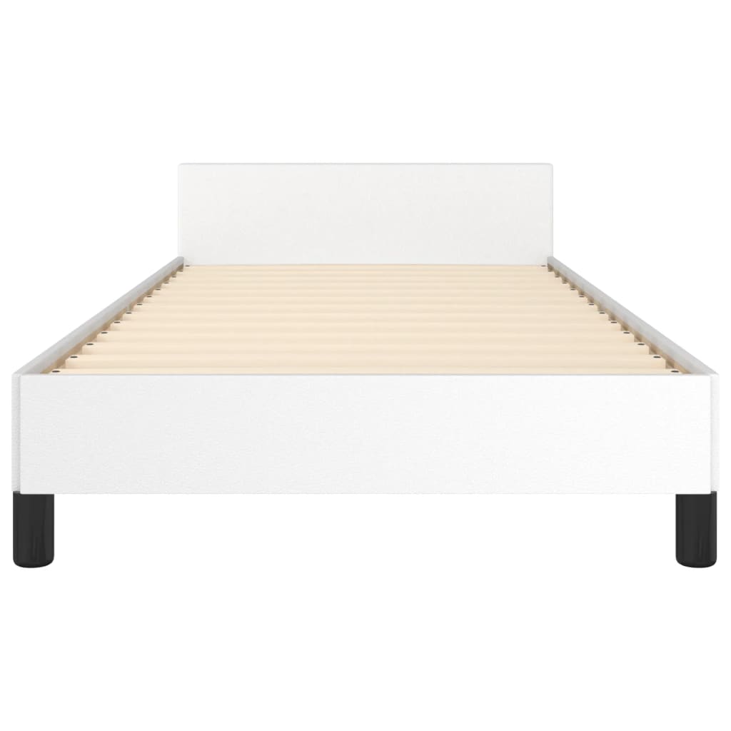 Bedframe met hoofdbord kunstleer wit 90x200 cm is nu te koop bij PeponiXL, paradijselijk wonen!