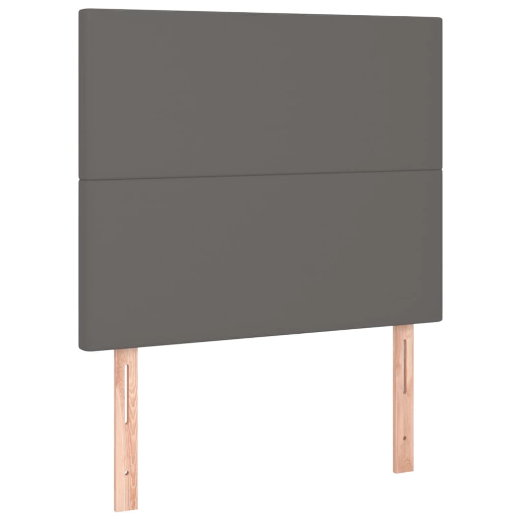 Bedframe met hoofdbord kunstleer grijs 90x200 cm is nu te koop bij PeponiXL, paradijselijk wonen!