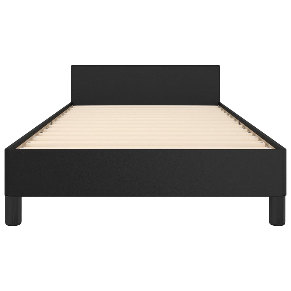 Bedframe met hoofdbord kunstleer zwart 100x200 cm is nu te koop bij PeponiXL, paradijselijk wonen!