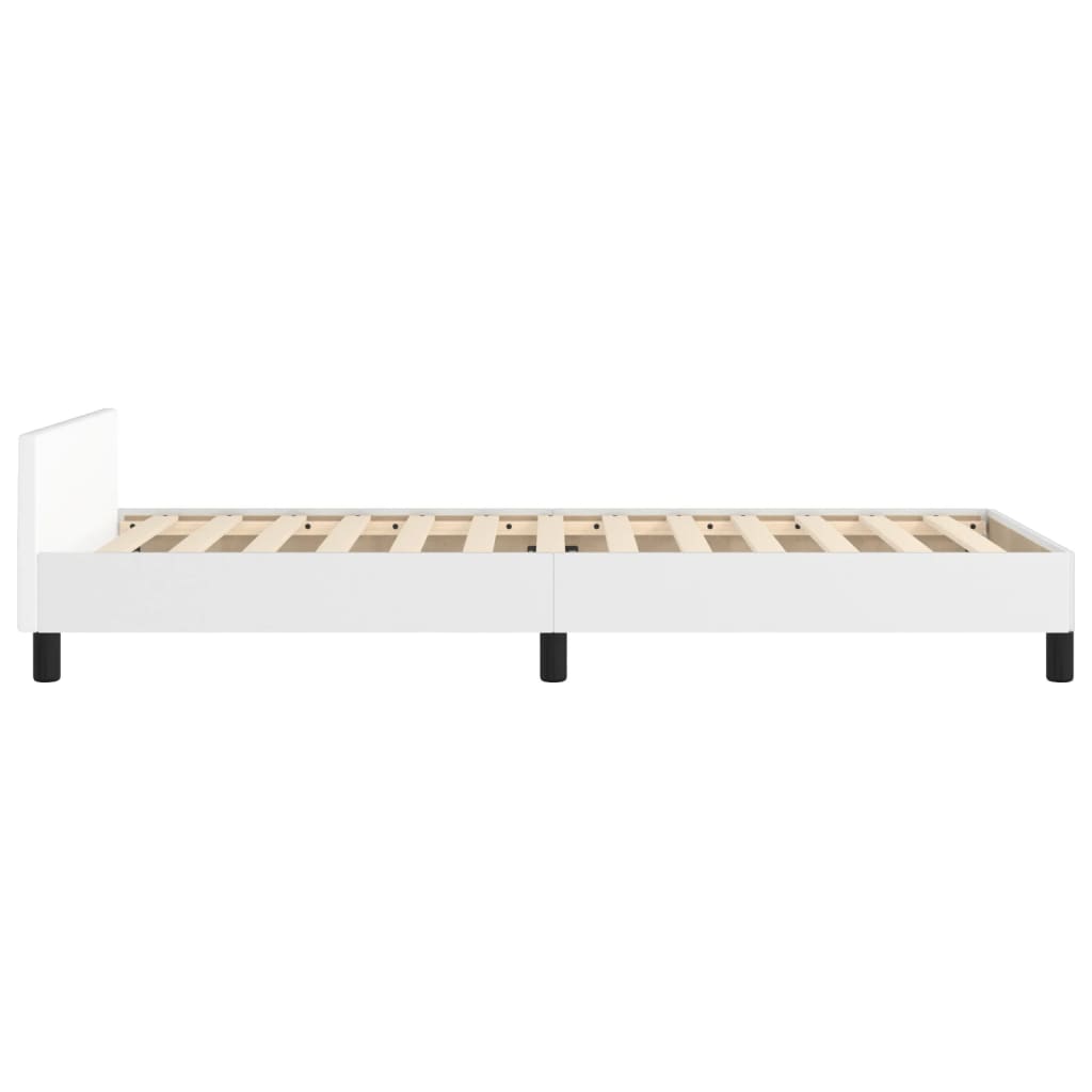Bedframe met hoofdbord kunstleer wit 100x200 cm is nu te koop bij PeponiXL, paradijselijk wonen!