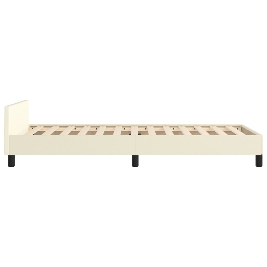 Bedframe met hoofdbord kunstleer crèmekleurig 100x200 cm is nu te koop bij PeponiXL, paradijselijk wonen!