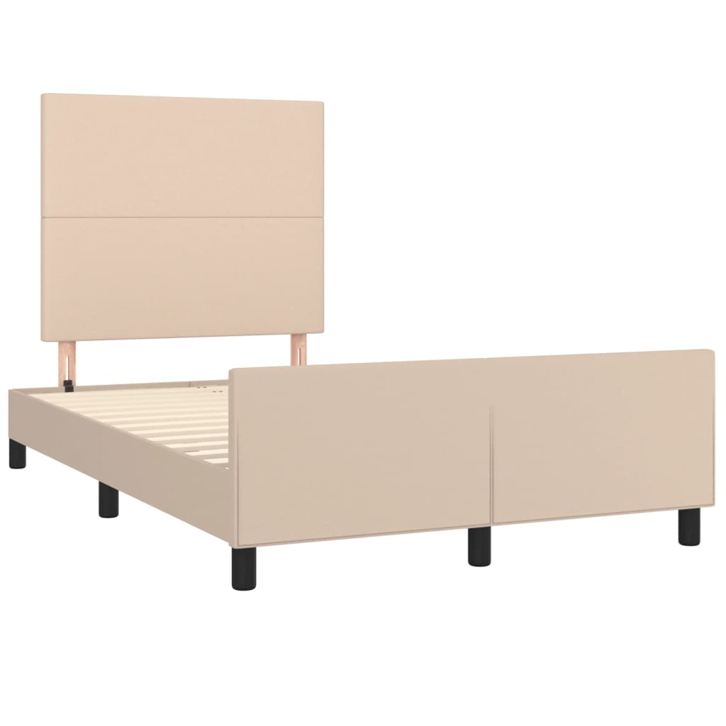 Bedframe met hoofdbord kunstleer cappuccinokleurig 120x200 cm is nu te koop bij PeponiXL, paradijselijk wonen!