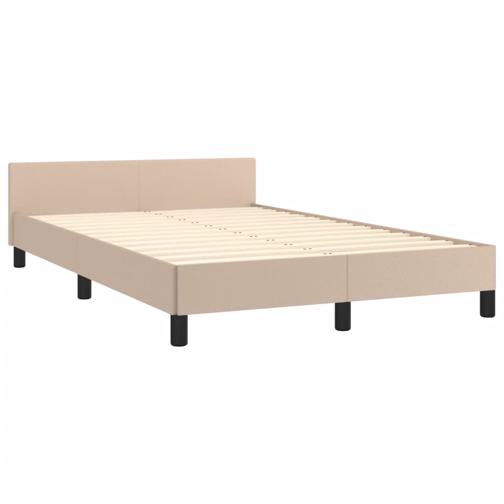 Bedframe met hoofdbord kunstleer cappuccinokleurig 120x200 cm is nu te koop bij PeponiXL, paradijselijk wonen!