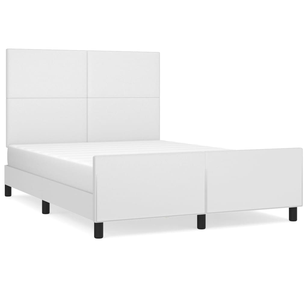 Bedframe met hoofdbord kunstleer wit 140x190 cm is nu te koop bij PeponiXL, paradijselijk wonen!