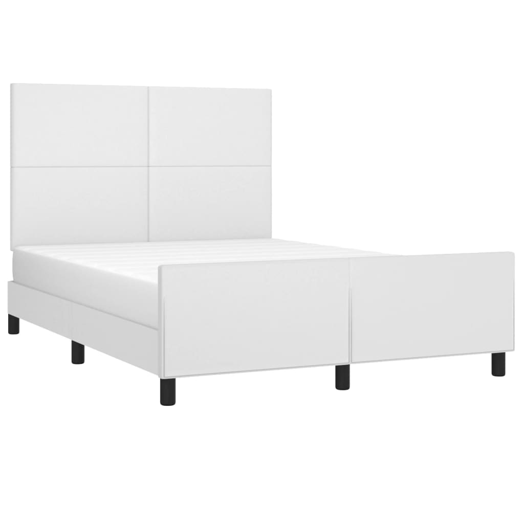 Bedframe met hoofdbord kunstleer wit 140x190 cm is nu te koop bij PeponiXL, paradijselijk wonen!