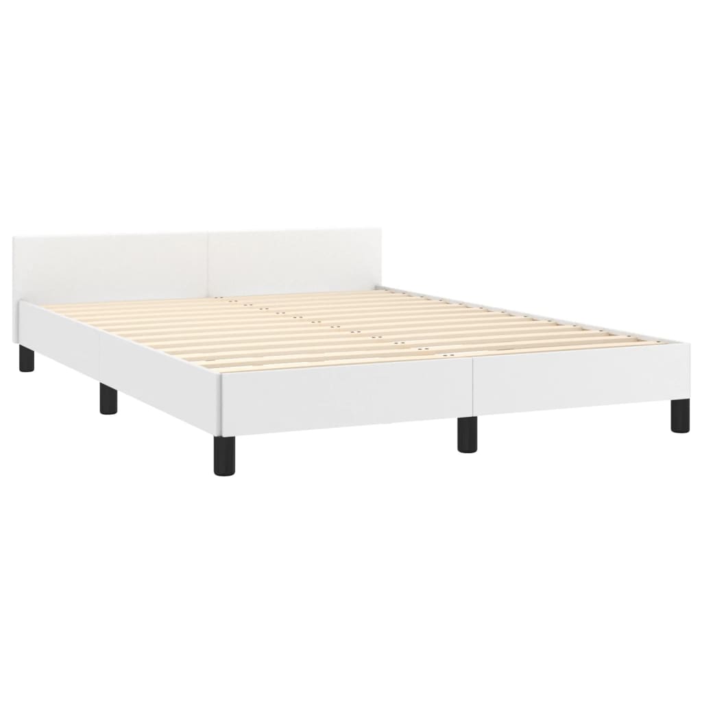 Bedframe met hoofdbord kunstleer wit 140x190 cm is nu te koop bij PeponiXL, paradijselijk wonen!