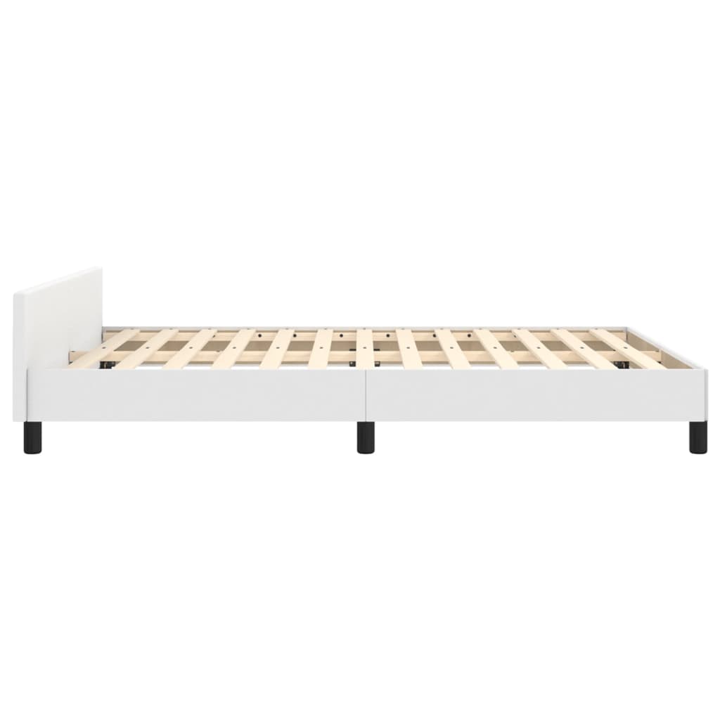 Bedframe met hoofdbord kunstleer wit 140x190 cm is nu te koop bij PeponiXL, paradijselijk wonen!
