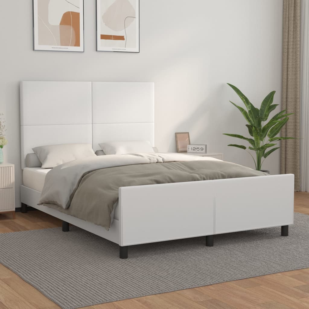 Bedframe met hoofdbord kunstleer wit 140x190 cm is nu te koop bij PeponiXL, paradijselijk wonen!