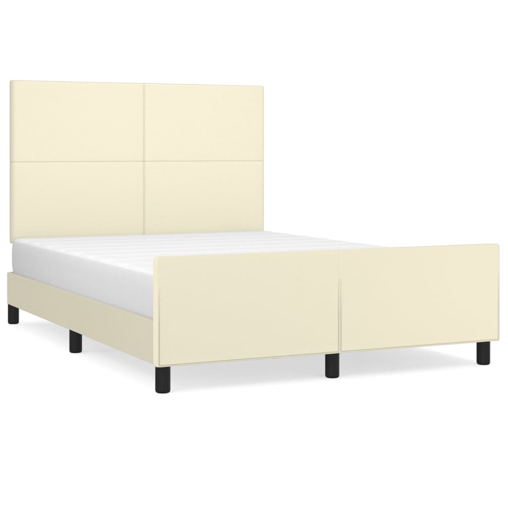 Bedframe met hoofdbord kunstleer crèmekleurig 140x190 cm is nu te koop bij PeponiXL, paradijselijk wonen!