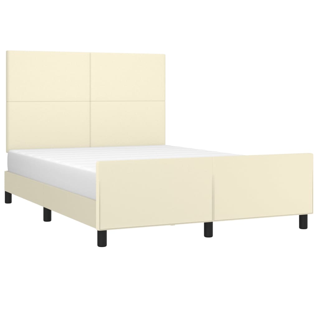 Bedframe met hoofdbord kunstleer crèmekleurig 140x190 cm is nu te koop bij PeponiXL, paradijselijk wonen!
