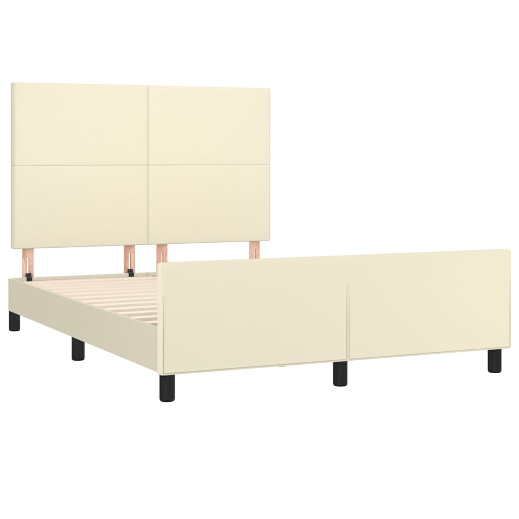 Bedframe met hoofdbord kunstleer crèmekleurig 140x190 cm is nu te koop bij PeponiXL, paradijselijk wonen!