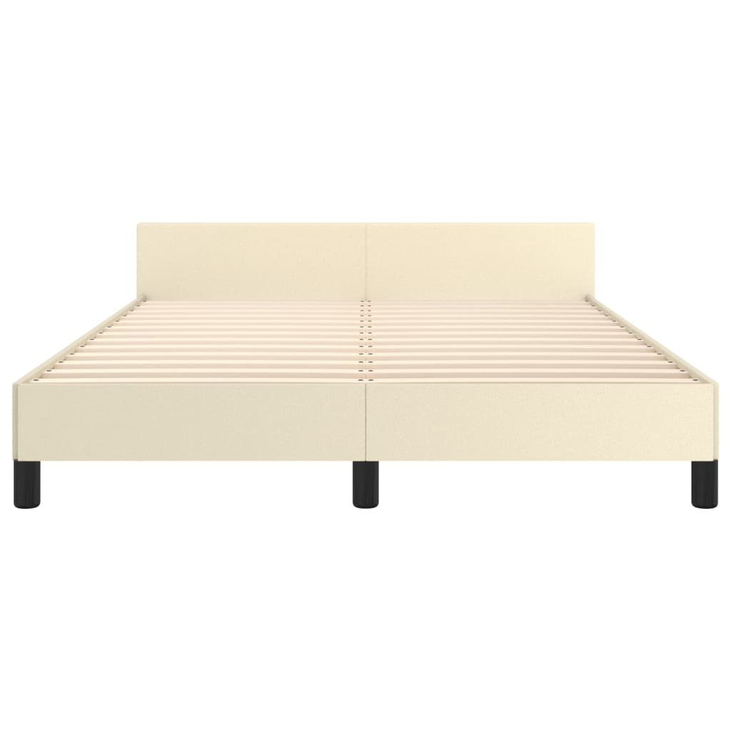 Bedframe met hoofdbord kunstleer crèmekleurig 140x190 cm is nu te koop bij PeponiXL, paradijselijk wonen!
