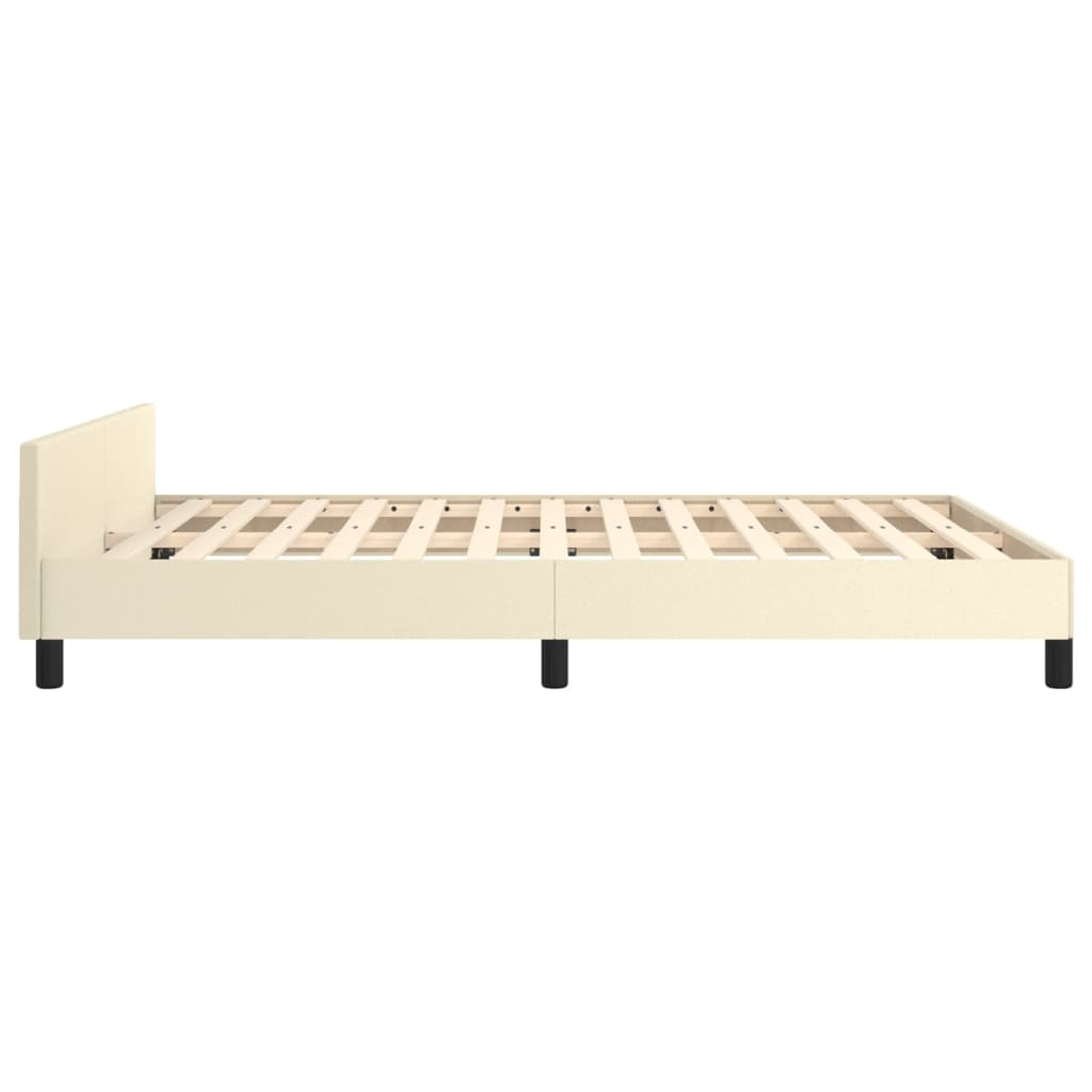 Bedframe met hoofdbord kunstleer crèmekleurig 140x190 cm is nu te koop bij PeponiXL, paradijselijk wonen!
