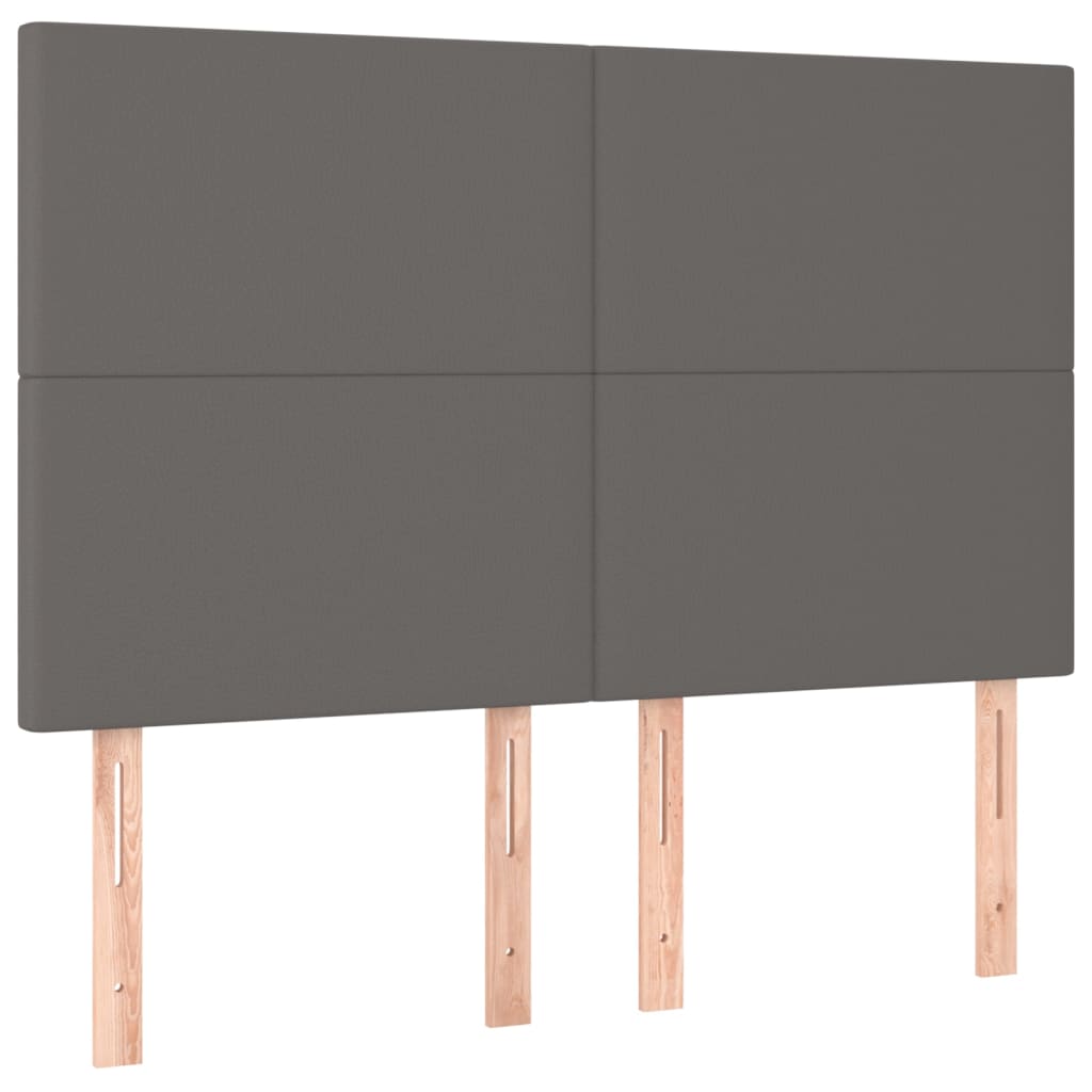 Bedframe met hoofdbord kunstleer grijs 140x190 cm is nu te koop bij PeponiXL, paradijselijk wonen!