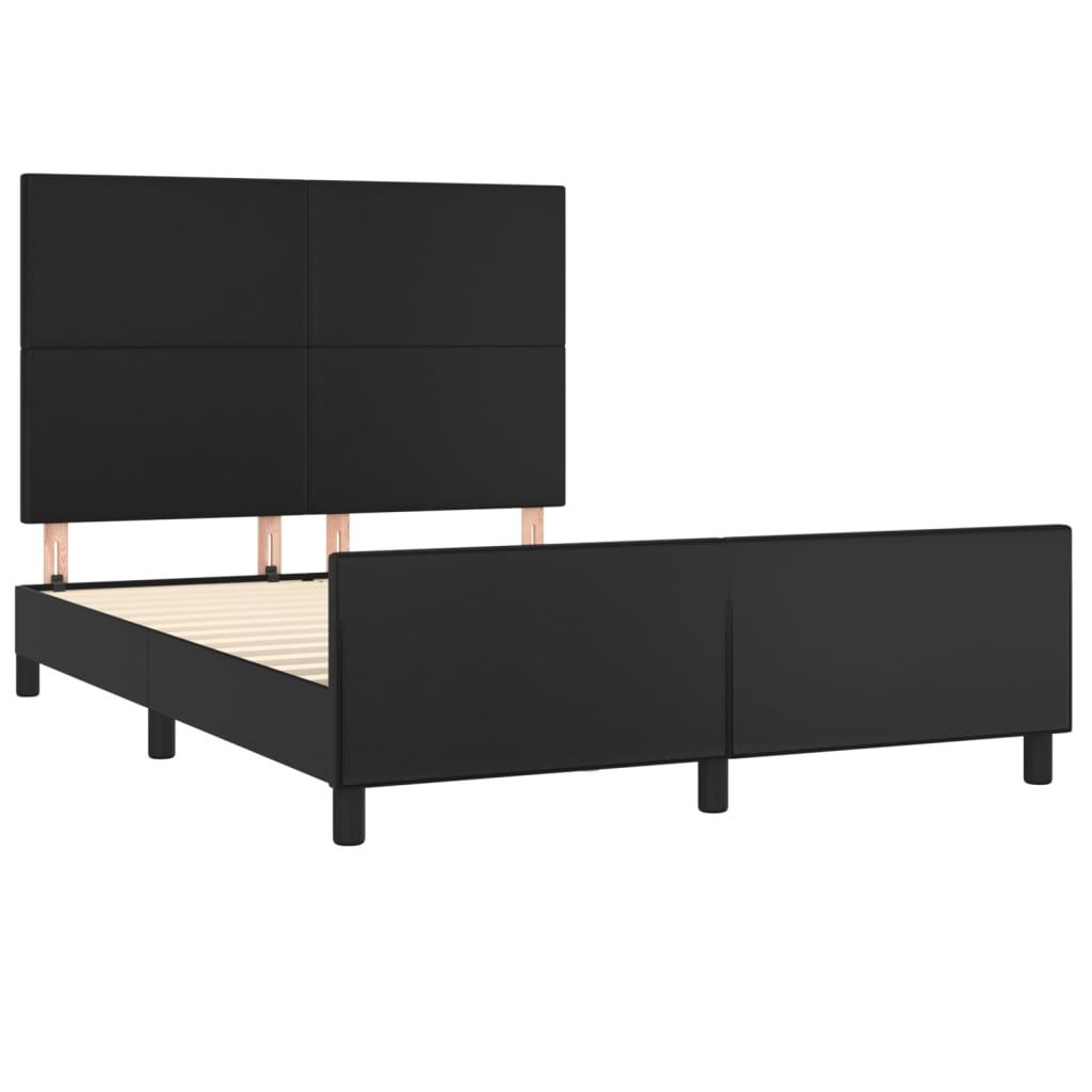 Bedframe met hoofdbord kunstleer zwart 140x200 cm is nu te koop bij PeponiXL, paradijselijk wonen!
