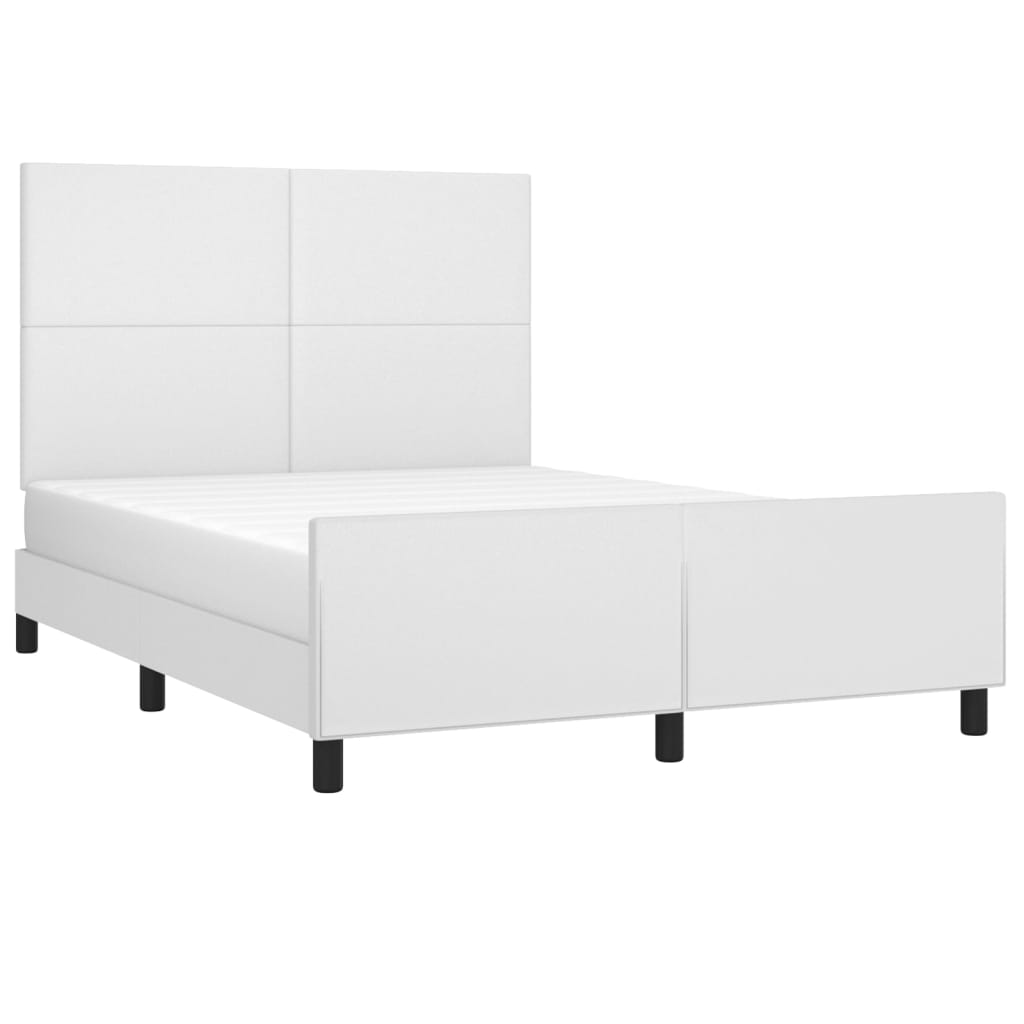 Bedframe met hoofdbord kunstleer wit 140x200 cm is nu te koop bij PeponiXL, paradijselijk wonen!