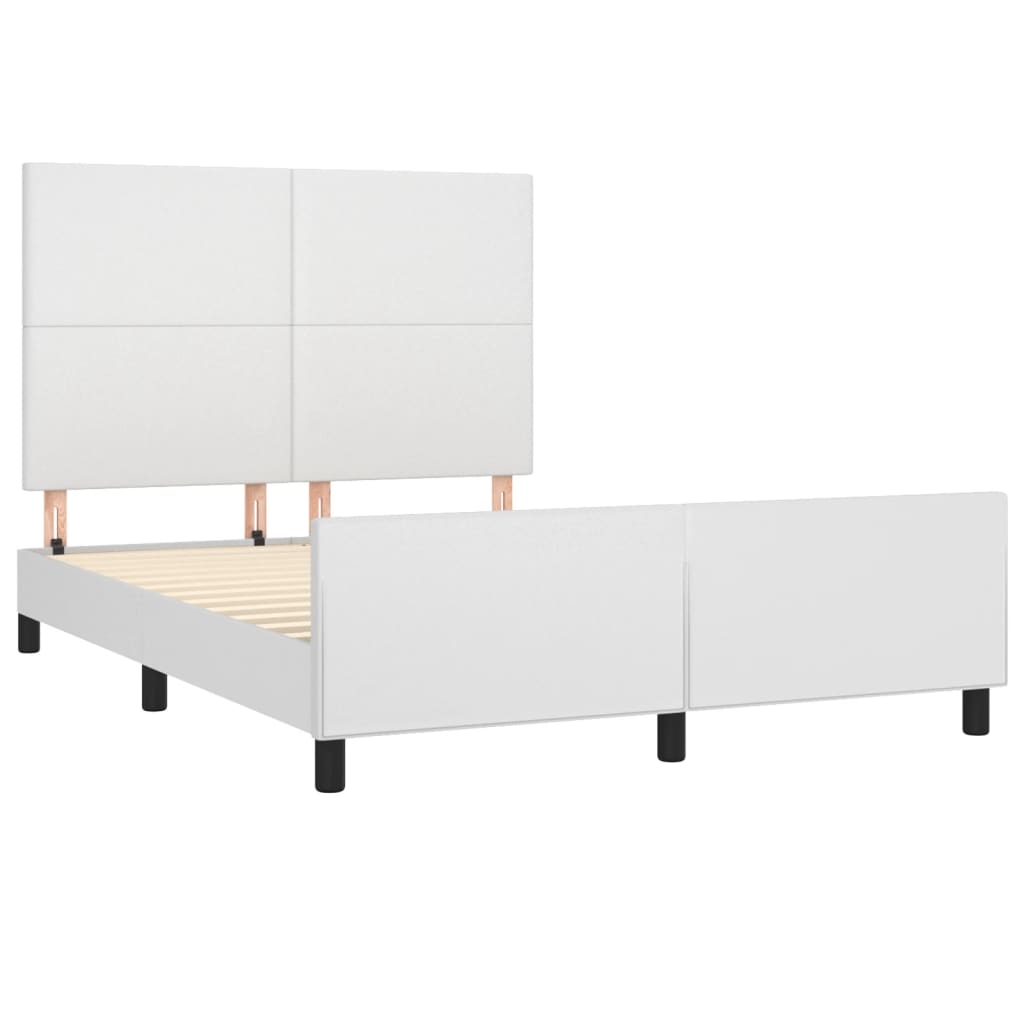 Bedframe met hoofdbord kunstleer wit 140x200 cm is nu te koop bij PeponiXL, paradijselijk wonen!