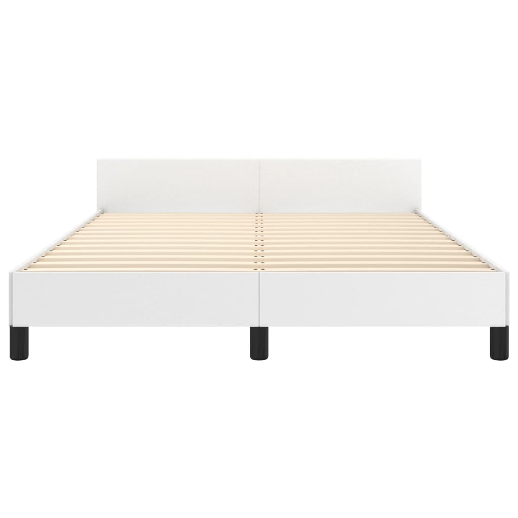 Bedframe met hoofdbord kunstleer wit 140x200 cm is nu te koop bij PeponiXL, paradijselijk wonen!