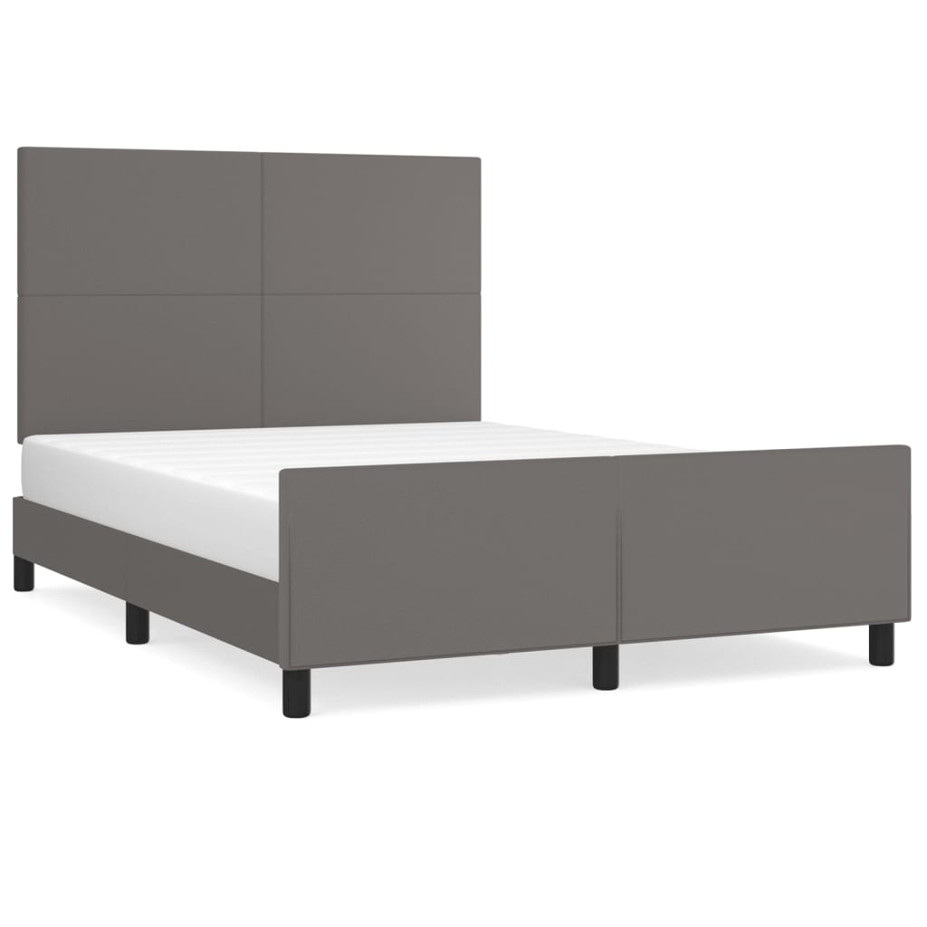 Bedframe met hoofdbord kunstleer grijs 140x200 cm is nu te koop bij PeponiXL, paradijselijk wonen!
